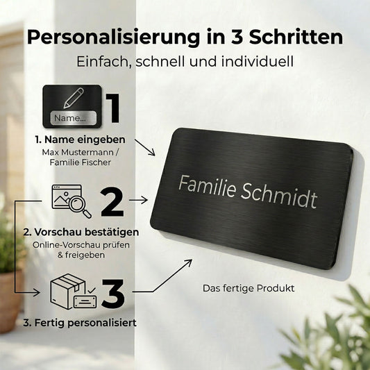 Personalisiert Türschild mit Namen und Logo Edelstah