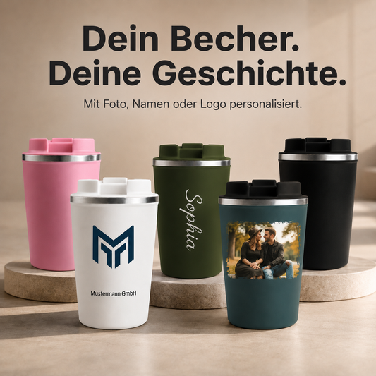 Mug isotherme personnalisé avec photo et nom, 380 ml 