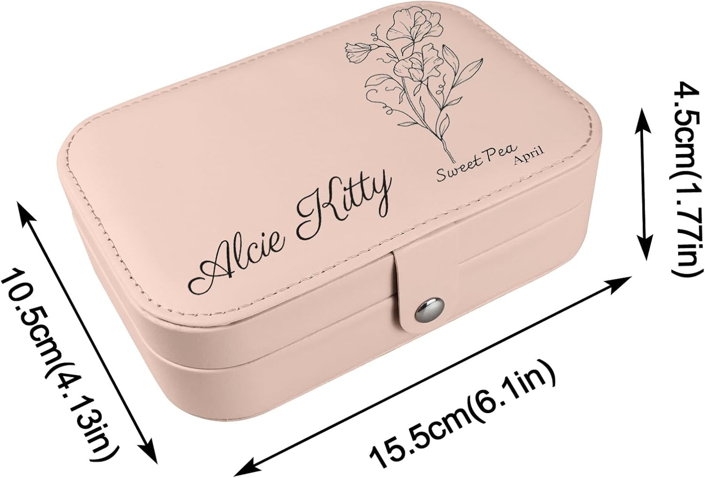 Boîte à bijoux personnalisée Longway, petite boîte de voyage originale avec fleurs et nom, organisateur de bijoux en cuir pour boucles d'oreilles, colliers, bagues, cadeau de Noël personnalisé pour maman et filles 