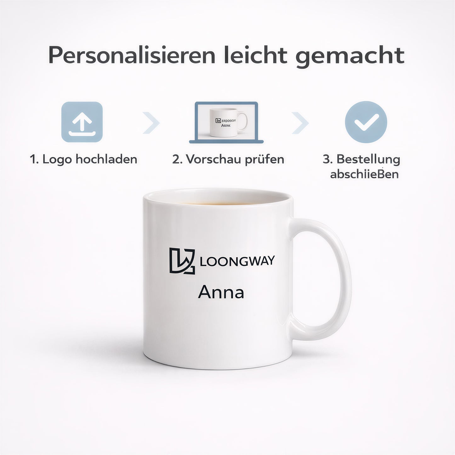 Personalisiert Tasse mit Logo und Namen Keramik 330ml