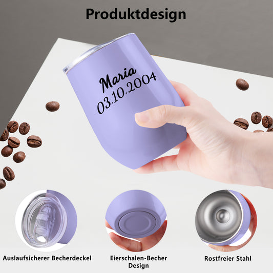 Personalisierter Thermobecher mit Namen 355ml die Spritzlackoberfläche