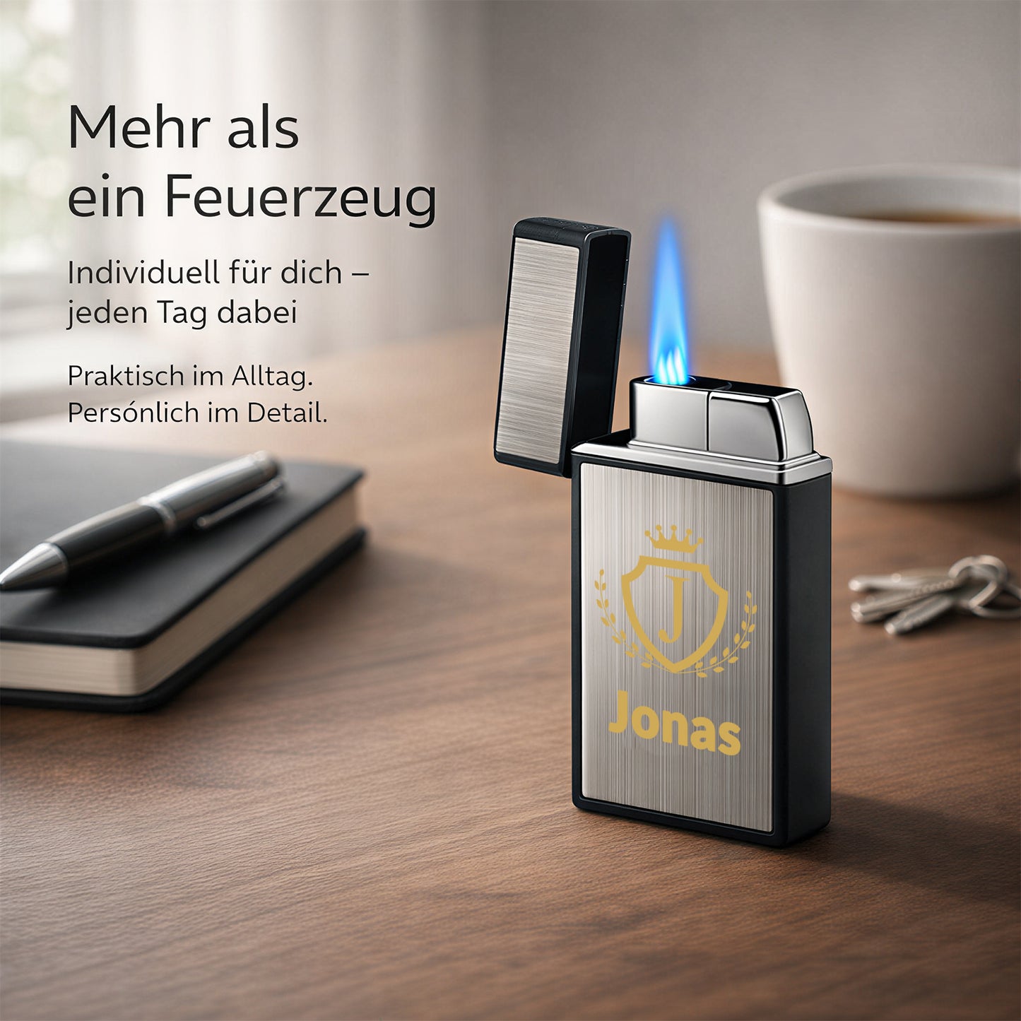 Personalisierte Feuerzeug mit Buchstabenmotiv und Namen - Zink