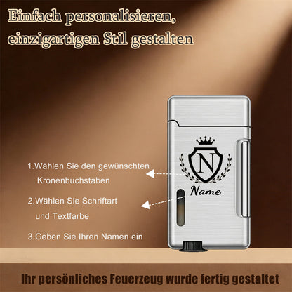 Personalisiert Feuerzeug mit Namen und Buchstabenmotiv mit Krone
