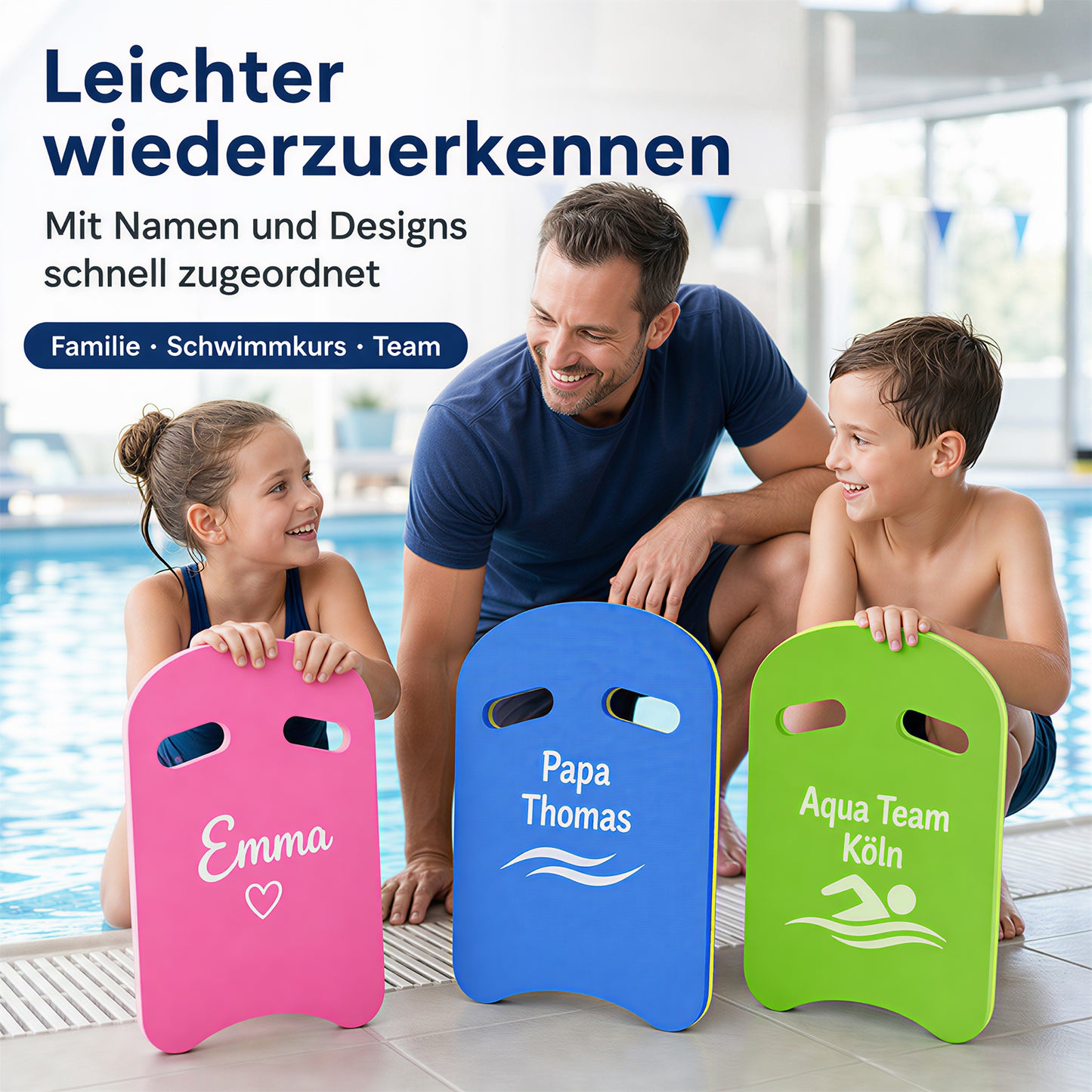 Personalisiertes Schwimmbrett aus EVA mit Logo und Motiv