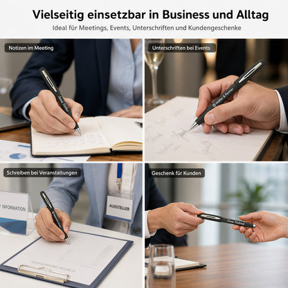 Personalisierter Kappen Kugelschreiber mit Namen und Logo Schwarze Mine