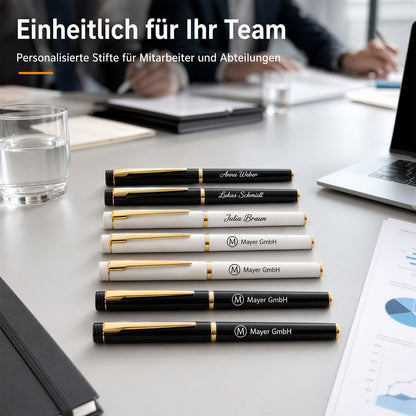Personalisierter Kappen Kugelschreiber mit Namen und Logo Schwarze Mine