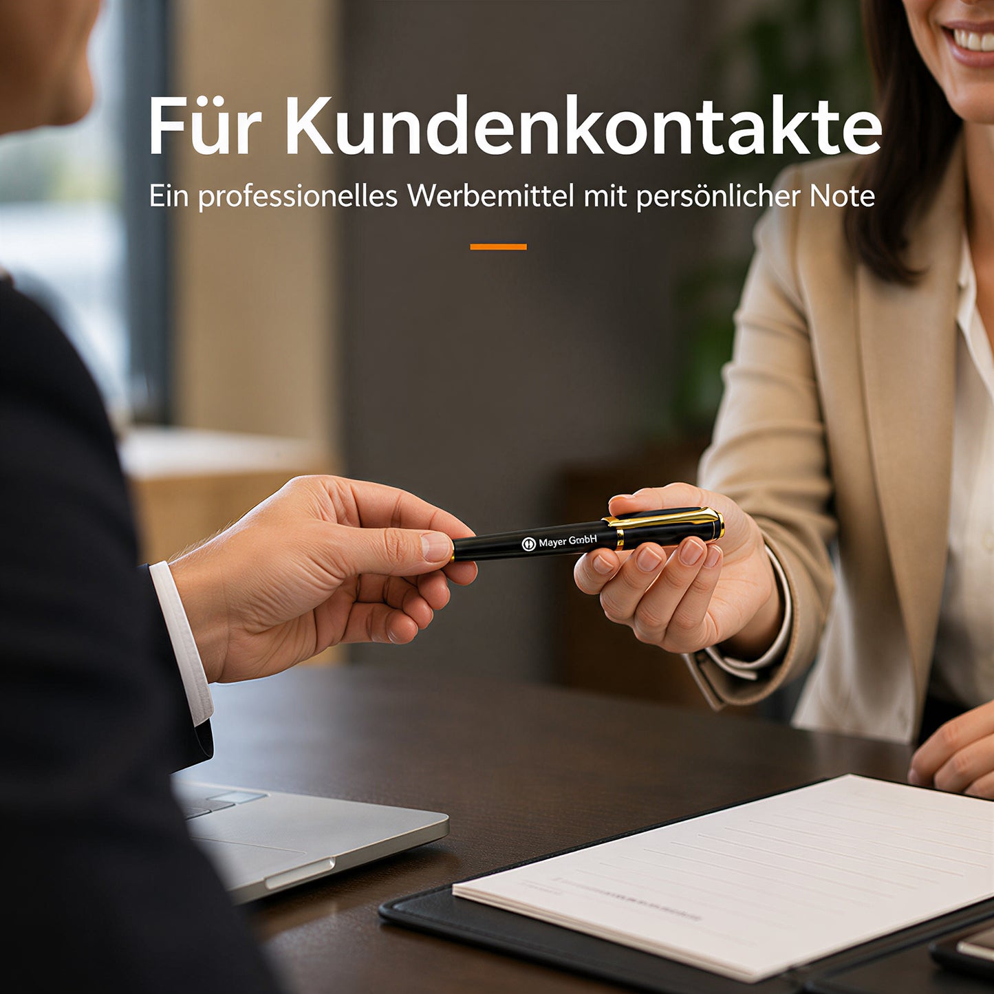 Personalisierter Kappen Kugelschreiber mit Namen und Logo Schwarze Mine